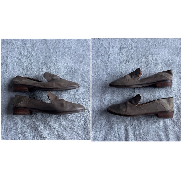 Lucky Brand Cahill Distressed Leather Convertible Loafer Flats Dark Driftwood - Picture 5 of 15